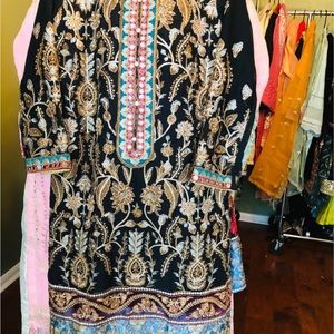 Pakistani Indian Dress Shalwar/ Salwar Suit Chiffon Embroidered